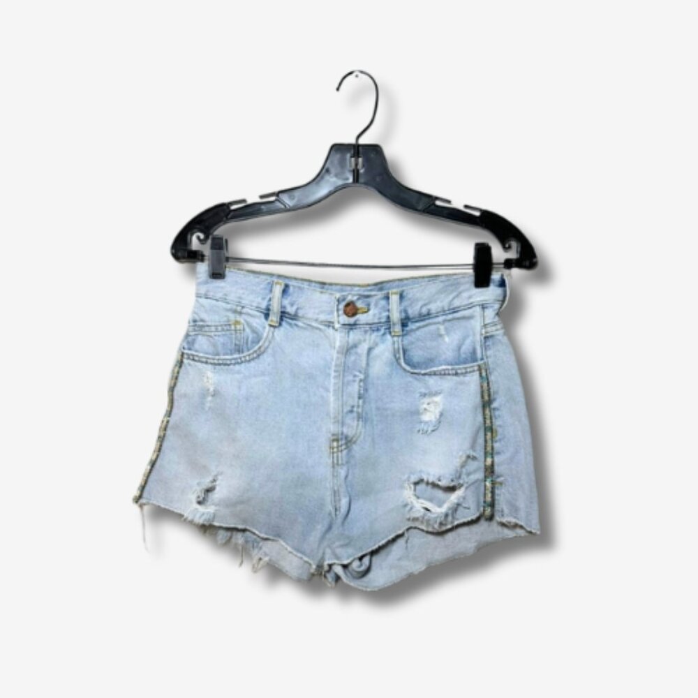 Zara Embellished Distressed Denim Shorts – Size 4 (US)